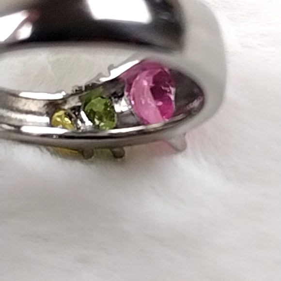 Gemstone Cocktail Ring Hypoallergenic Stainless Steel Women's Jewelry - Picture 12 of 12